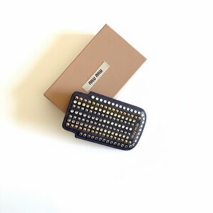 Miu Miu Studded Leather Phone Case / Pouch – Purple